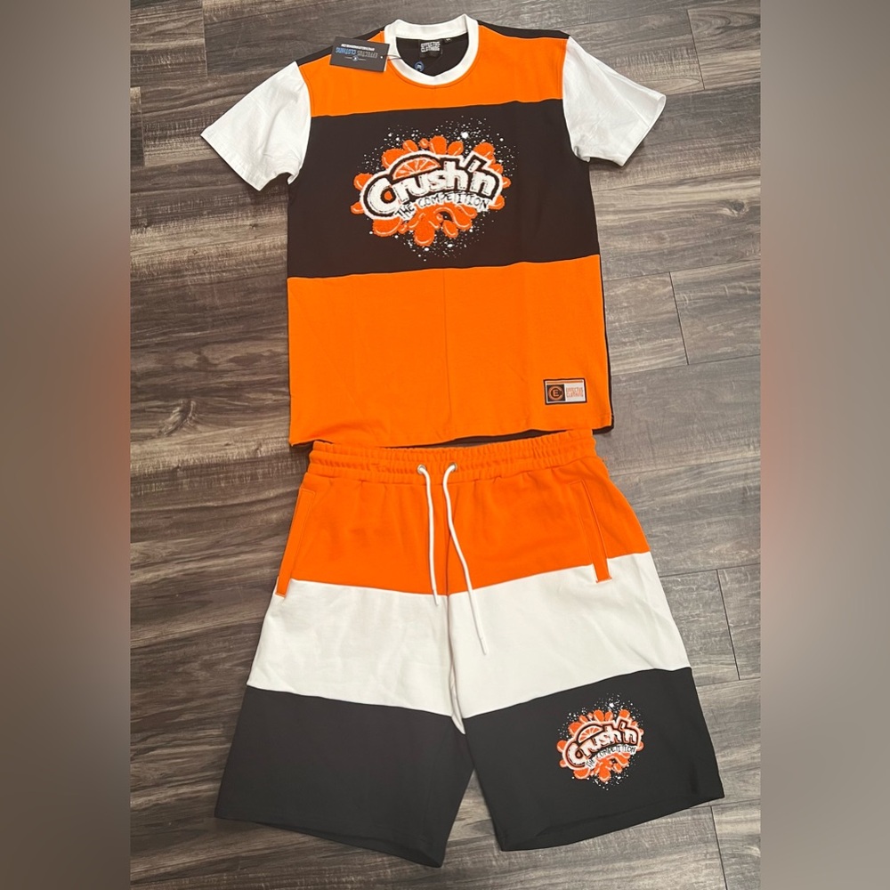 Effectus Clothing Crush Orange and Black Graphic T-Shirt and Shorts Set